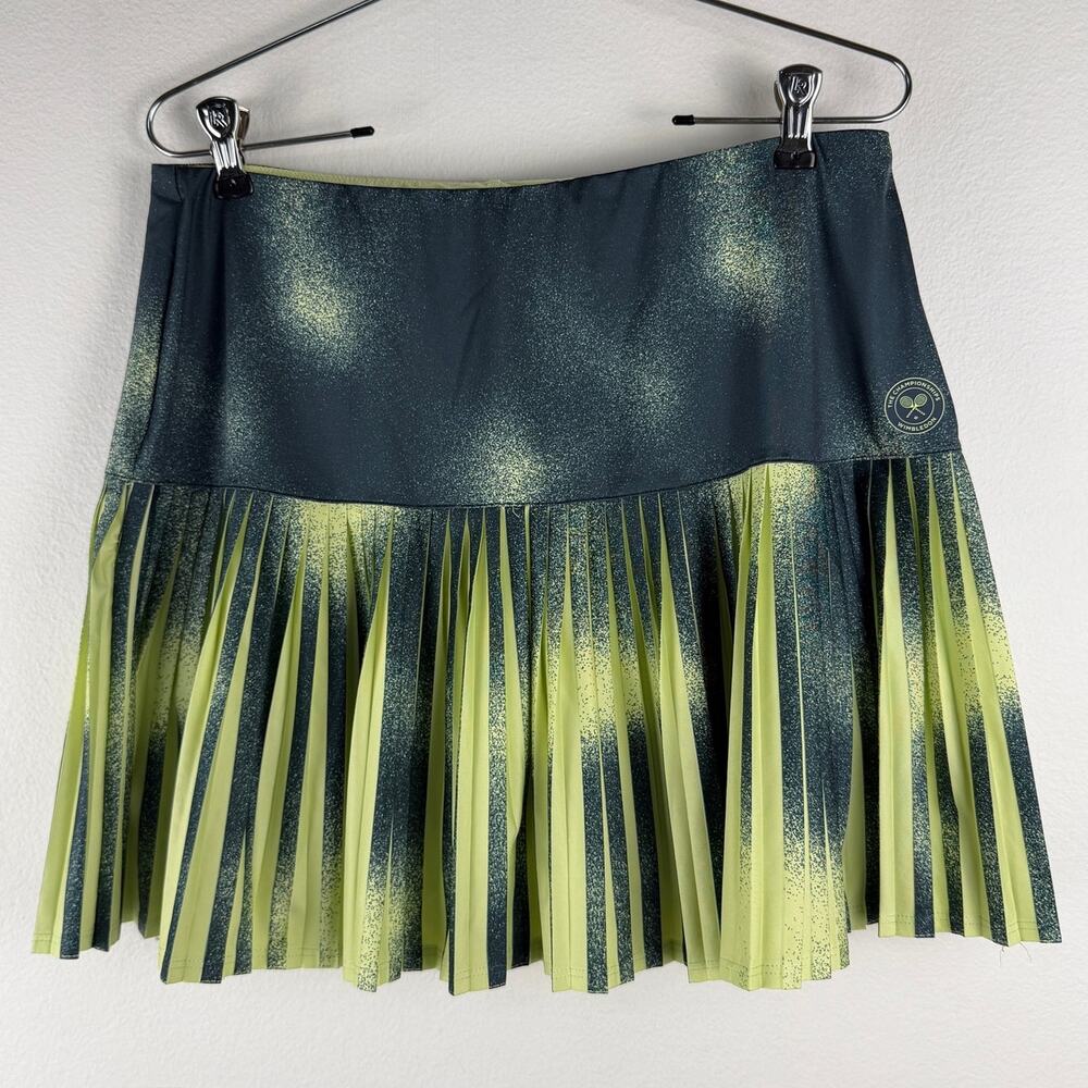 Official Wimbledon Sport Pleated Green Yellow Tennis Skort Skirt Women's Medium